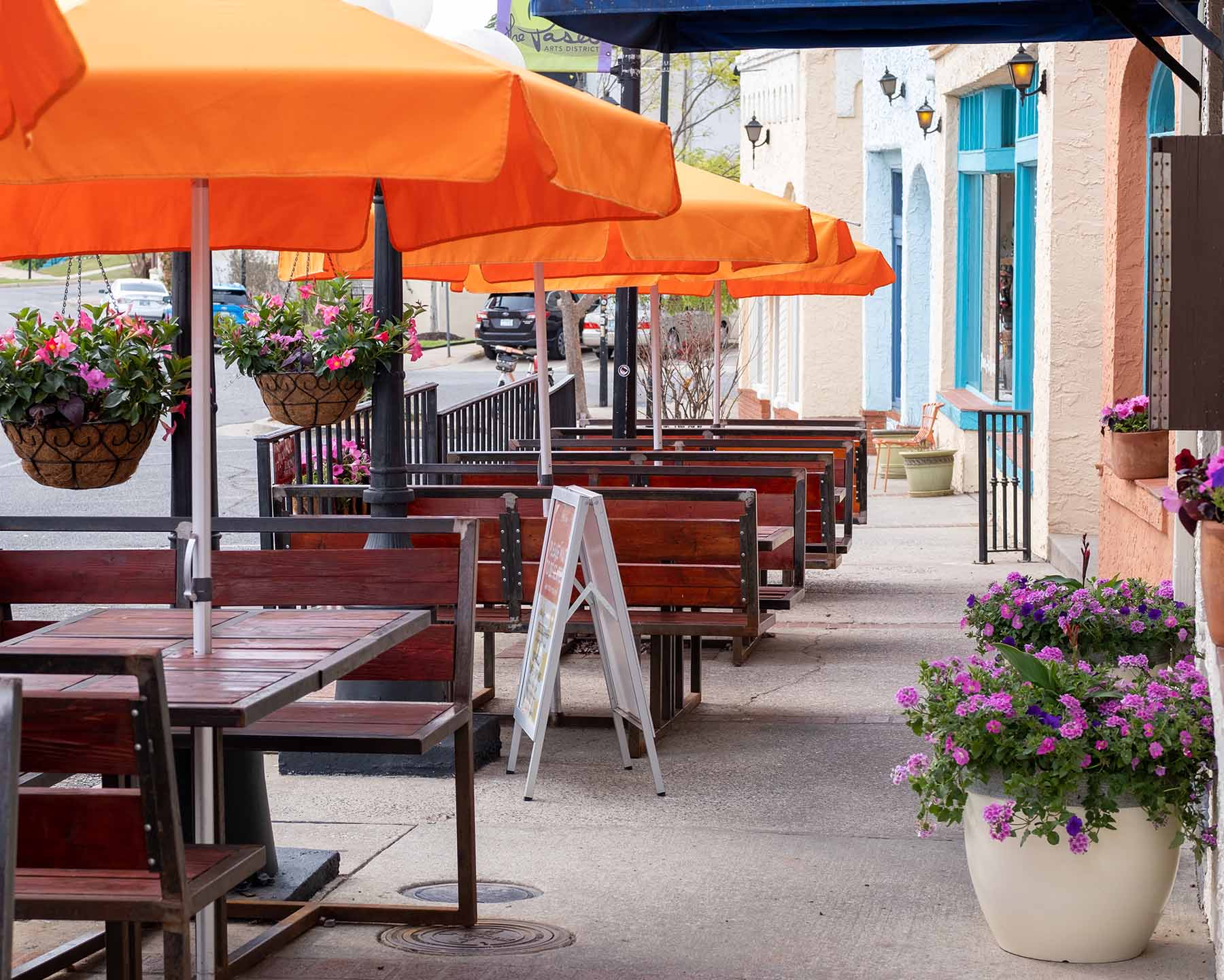 Outside Front Patio and walkway in front of Picasso Cafe and The Other Room located in Oklahoma City's Historic Paseo Arts District.